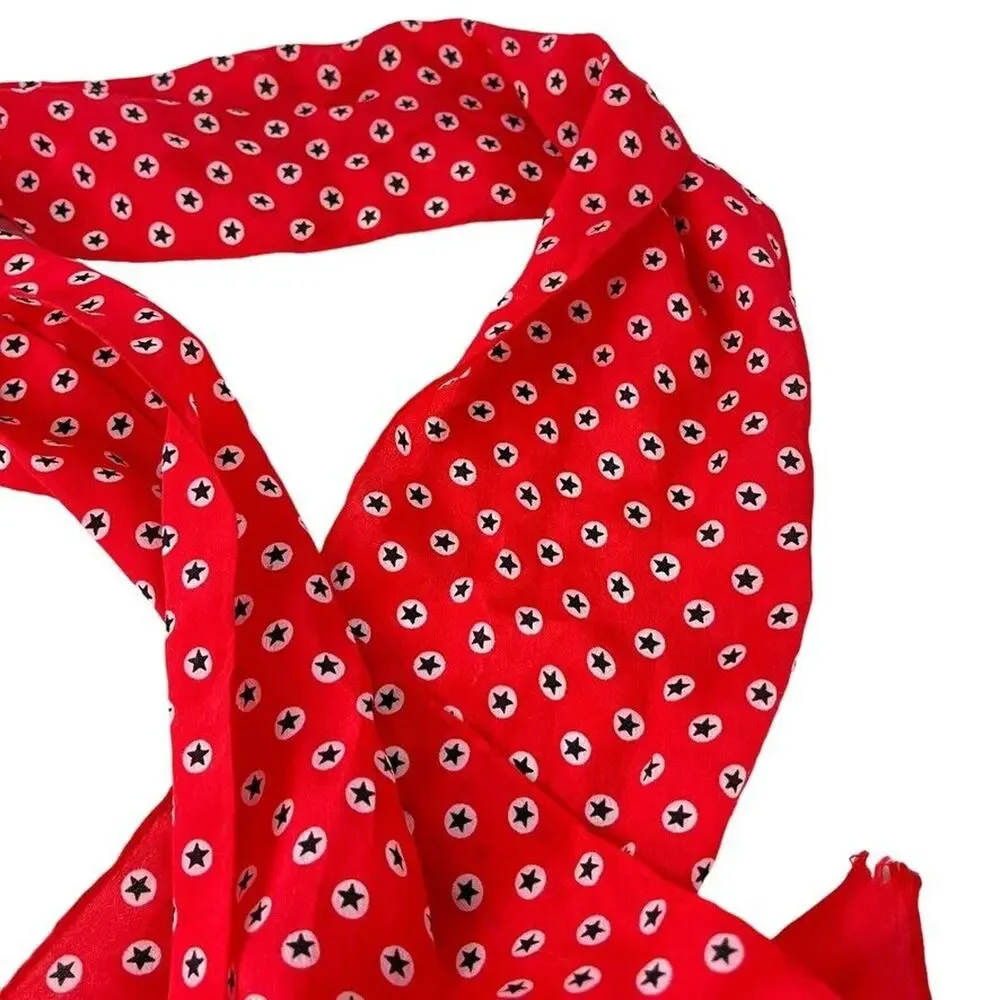 Echo Womens Red White Blue Star Print Scarf Head Wrap Lightweight 50